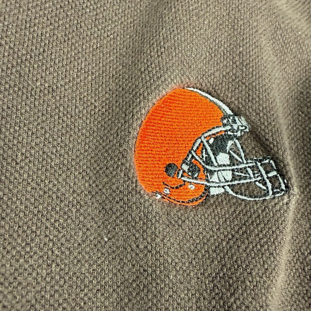 Reebok NFL Polo Shirt Men M Brown Cleveland Browns Logo Football Team Cotton Y2K - Picture 5 of 9